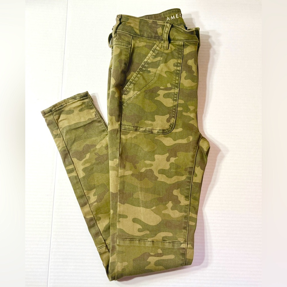 American Eagle Camo Utility Pants Women’s 4 High Rise Jegging‎ Stretch Military